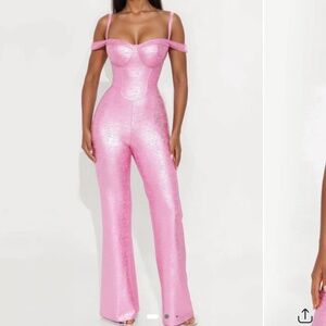 Barbie Dreams Metallic Jumpsuit - Hot Pink